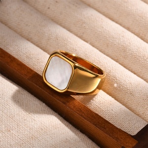 Dainty Jewelry Waterproof Non Tarnish Gold Plated Stainless Steel Shell <b>Finger</b> <b>Rings</b> for Women - Product Image 2