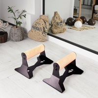 Poignée en hêtre et poignées de push-up à cadre en métal pour usage domestique offrant des exercices de push-up et de handstand