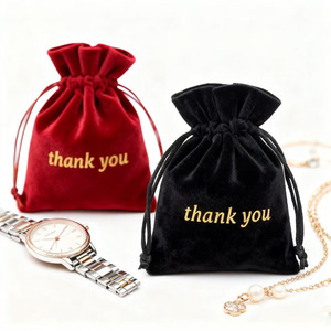 <b>Hot</b> Sale Custom Black and <b>Red</b> Velvet Pouch Bag for Watches Logo Included Premium Gift Drawstring Jewelry Velvet Pouch Bags - Product Image 5