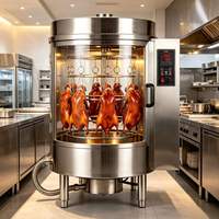 Four à poulet commercial électrique rotatif en acier inoxydable avec verre trempé