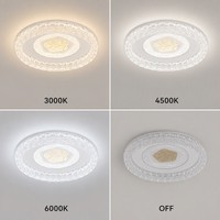 Plafonnier de luxe en cristal avec filigrane doré, halo doux rétroéclairé, gradation progressive, montage encastré pour chambre, salon, couloir