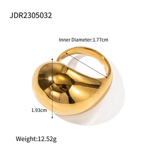 Anillo llamativo <span class=keywords><strong>de</strong></span> acero inoxidable 316L chapado en <span class=keywords><strong>oro</strong></span> <span class=keywords><strong>de</strong></span> 18 quilates para mujer, diseño <span class=keywords><strong>de</strong></span> cúpula, corazón <span class=keywords><strong>y</strong></span> croissant, anillo <span class=keywords><strong>de</strong></span> moda audaz, <span class=keywords><strong>venta</strong></span> al por mayor OEM - Product Image 2