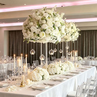 Décorations de table pour mariage, centre de table fleuri fait main de 60 cm, support métallique en option pour la décoration de mariage