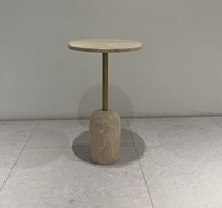 Table basse moderne de luxe pour salon, en acier inoxydable doré et en pierre de grotte, petite table basse en travertin, table de service latérale