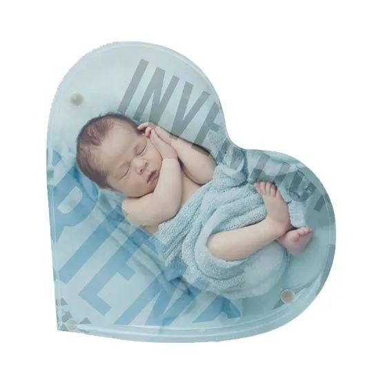 Beste Verkoop Hartvormig Acryl Fotolijst Met Magneet Hoogwaardige Huisdecoratie Uv Gedrukt Voor Paar Baby Verjaardagscadeau