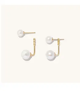 Earrings Fashion Jewelry manufacturer Women silver 925 Bold Pearl Ear Studs Earring for Girls in 18K Gold Plating