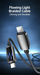 Câble <span class=keywords><strong>de</strong></span> données USB-C Flowing Glow LED avec charge rapide PD 27W, coque métallique, <span class=keywords><strong>fil</strong></span> tressé anti-casse pour téléphone <span class=keywords><strong>Apple</strong></span> OEM ODM - Product Image 3
