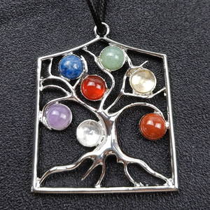 Pendentif décoratif en quartz pour arbre de <span class=keywords><strong>vie</strong></span>, <span class=keywords><strong>7</strong></span> pièces, sculpté à la main, cristal, chakra - Product Image 4