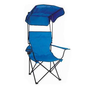 Chaise de camping pliable, <span class=keywords><strong>lit</strong></span> de loisirs, parasol, chaise de plage avec ombre - Product Image 4