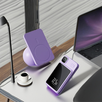 Mini chargeur sans fil magnétique 5000 mAh PD 20W noir ultra-plat portable avec support de batterie externe ABS haute étanchéité charge rapide LED