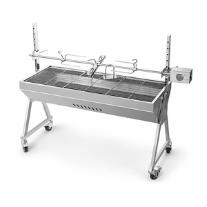 Barbecue vertical professionnel moderne en acier inoxydable avec rôtissoire, machine à charbon de bois commerciale haut de gamme pour rôtir porc et agneau en extérieur - Product Image 1