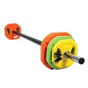 DW Sports Set di pesi con bilanciere regolabile rivestito in gomma professionale da 20 KG