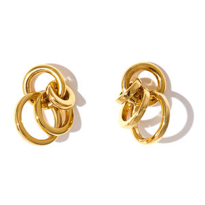 Boucles <span class=keywords><strong>d</strong></span>'oreilles pendantes Mchic 2813 pour femmes, plaquées <span class=keywords><strong>or</strong></span>, <span class=keywords><strong>multi</strong></span>-<span class=keywords><strong>anneaux</strong></span>, en acier inoxydable, imperméables, hypoallergéniques - Product Image 1