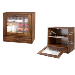 Wooden Bread <b>Box</b> With <b>Drawer</b> 13.5in X 8.9in X 5.45in For Kitchen Counter <b>Storage</b> Cabinet - Product Image 1