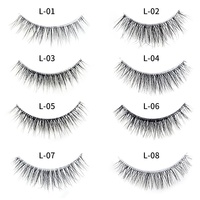 Faux cils naturels 3D en cheveux humains, 15 mm, faits à la main, tige transparente, épais et recourbés, vente en gros