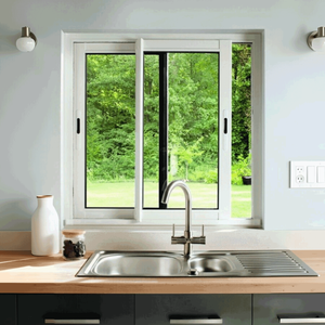 หน้าต่างบานเลื่อน UPVC ลายไม้โอ๊คสีทอง พร้อมฟอยล์เกลียวแบบสมดุล  กระจกสองชั้น  ประหยัดพลังงาน  เหมาะสำหรับบ้านสไตล์คอทเทจแบบดั้งเดิม - Product Image 2