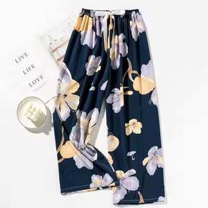 Pantalones de Pijama I-0289 de Corte Medio, Ecológicos, Impermeables, Holgados, Talla Grande, con Estampado Floral, Bonitos, para Mujer, Primavera, Largos - Product Image 5