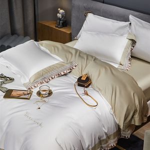 Sábana blanca <span class=keywords><strong>de</strong></span> diseño <span class=keywords><strong>de</strong></span> bordado <span class=keywords><strong>de</strong></span> lujo ligero <span class=keywords><strong>de</strong></span> estilo nórdico, juegos <span class=keywords><strong>de</strong></span> <span class=keywords><strong>cama</strong></span> <span class=keywords><strong>de</strong></span> algodón 100% - Product Image 5