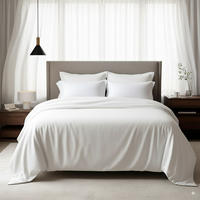 Parure de lit 4 pièces en microfibre polyester : 2 taies d'oreiller, drap-housse et drap plat