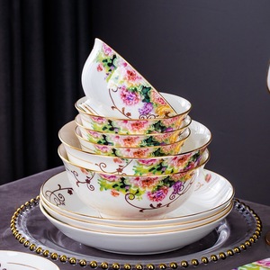 Modern Luxury Ceramic Dinner Plate Sets Creative Gold Inlaid Set Bone China Cutlery Luxury <b>Dinnerware</b> - Product Image 3