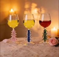 Verres à vin en verre coloré de Noël modernes Xinboyuan avec décor d'arbre de Noël