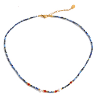 Collier ras du cou en pierres naturelles, perles simulées, plaqué or 18 carats, acier inoxydable, bijoux
