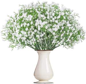 Bouquet de fleurs artificielles en plastique blanc Gypsophila, mini fausses fleurs de gypsophile pour décoration de table de mariage, guirlande murale - Product Image 2
