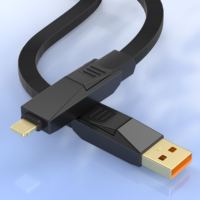 Câble USB-C de charge rapide 4-en-1, transfert de données 480 Mbps, alliage de zinc, charge rapide 240 W, câble de données pour iPhone, ordinateur portable
