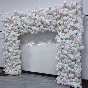 Arche de fleurs artificielle carrée, toile de fond blanche et rose, arche de fleurs artificielles pour décoration de mariage, cérémonie de remise des diplômes - Product Image 3