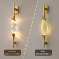 Applique Murale en Cristal Moderne en Cuivre, Lampe Murale LED de Luxe Minimaliste pour Chevet, Chambre, Salon, Couloir, Hôtel, Villa, Intérieur Glamour