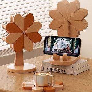 <b>Wooden</b> Flower Coaster Set With Phone Stand Multi Functional Tabletop Decor For Home Office <b>Desk</b> Use - Product Image 1