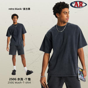 เสื้อยืดโอเวอร์ไซส์ลายฟอกสีสไตล์วินเทจสุดเทรนด์ ผ้าฝ้ายเนื้อนุ่ม 250 กรัม สำหรับคนรุ่นใหม่ที่รักแฟชั่น - Product Image 3