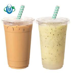 20 24 32oz tazze usa e getta stampate personalizzate Ice Coffee Water Wine Beer Milkshake Glasses Clear Pp Pet Plastic Beverage Boba Tea - Product Image 1