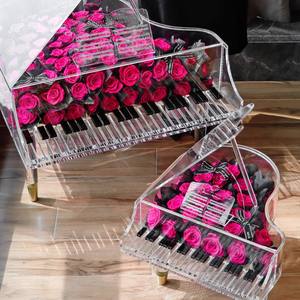 Regalo de Navidad, Halloween o Confesión, Rosa Eterna en Caja de Acrílico con Forma de Piano, Modelo XB-030, para Novia, Esposa, Cumpleaños - Product Image 2