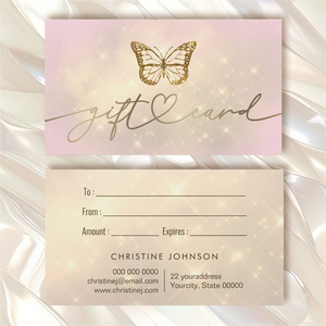 <span class=keywords><strong>Flash</strong></span> estampado de mariposa delicada y hermosa tarjeta de agradecimiento de regalo de boda, sobre de tarjeta de regalo Rosa personalizado - Product Image 1