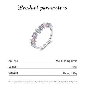 S925 <b>Silver</b> <b>Statement</b> <b>Ring</b> for Women Colorful Zircon Eternity Dainty Butterfly Cut Stackable Band <b>Ring</b> - Product Image 4