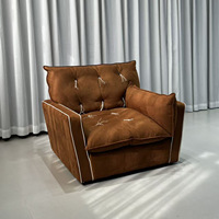 Fauteuil italien rotatif en PU Canapé simple moderne pour la maison et l'hôtel pour la chambre à coucher et le salon Style minimaliste