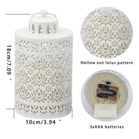 Runde bunte dekorative Bernstein flackernde leichte Metall aushöhlen Lotus Laterne mit LED-Kerze