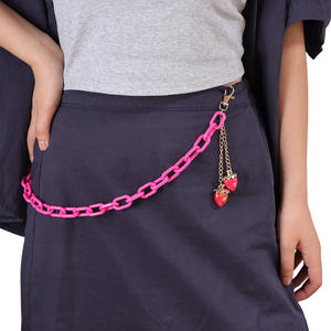 Chaîne de taille en acrylique avec pendentif fraise, style punk, rouge rose, simple couche, pour usage quotidien, chaîne de corps tendance - Product Image 6