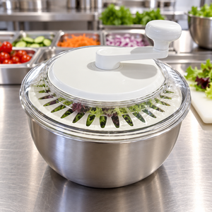 <span class=keywords><strong>Essoreuse</strong></span> <span class=keywords><strong>à</strong></span> <span class=keywords><strong>salade</strong></span> manuelle en acier inoxydable pour la préparation de salades fraîches <span class=keywords><strong>à</strong></span> la maison sur les comptoirs de cuisine, destinée aux détaillants d'articles de cuisine - Product Image 5