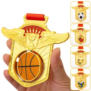 Medaglie sportive in metallo personalizzate badminton basket rotanti ping pong calcio pallavolo medaglie d'oro
