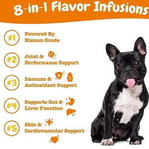 8-In-1 Honden Smaak Infusies Glucosamine Chondroïtine Msm Huisdier Heup & Gewrichtshuid Darm Immuunhart Nier & Lever Hond Supplement