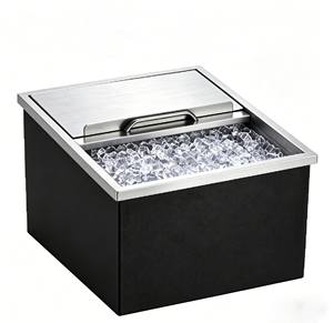Built In Ice <b>Bin</b> Stainless Steel 201 Sliding Lid Handle Commercial Ice Storage <b>Bin</b> <b>Large</b> Capacity Easy to Clean Rust Resistant - Product Image 1