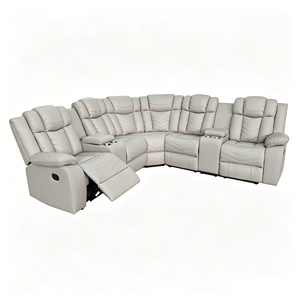 Sofá Esquinero Eléctrico Reclinable de Cuero Sintético en Oferta, con Cómodos Reposabrazos y Estructura Metálica Resistente para Sala de Estar - Product Image 1