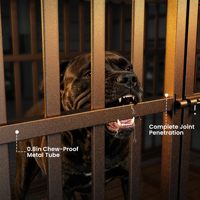 Kandang Anjing Besi Tebal Kokoh Sederhana dengan Panel Atas yang Dapat Dibuka Penuh, Sistem Pengunci Ganda, Baki Sampah yang Dapat Ditarik, Roda Berrem, untuk Hewan Peliharaan di Rumah