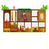 Équipement de terrain de jeu intérieur modulaire et ludique pour enfants, ensemble de jeux souples avec mini-toboggan et piscine à balles pour la zone repas des restaurants