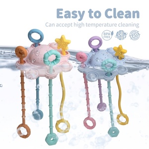 Jouets de dentition et hochets sensoriels ronds en silicone <span class=keywords><strong>pour</strong></span> bébés, éducatifs, Montessori, <span class=keywords><strong>pour</strong></span> l'autisme, avec anse de traction, sans BPA - Product Image 3