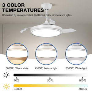 Energy Saving Office Invisible <span class=keywords><strong>Led</strong></span> Controle Remoto Retrátil Luz Ventilador de Teto para Sala - Product Image 2