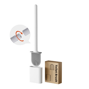 Nouvelle brosse de toilette en caoutchouc souple, brosse de nettoyage pour salle de bain, tige détachable, fixation murale sans perçage, avec base - Product Image 6