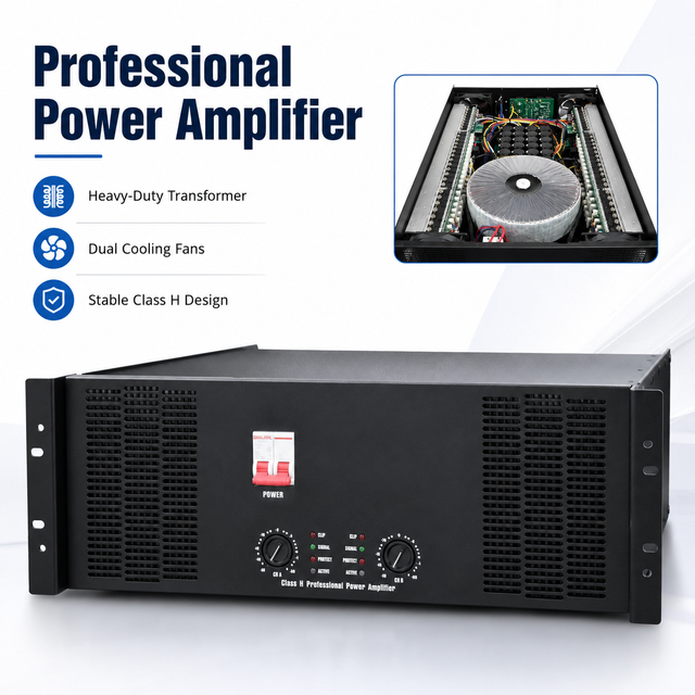 4U 24 Transistor Class H Professional Power Amplifier 4500W Rack Mount Audio Amplifier for Stage Sound System
